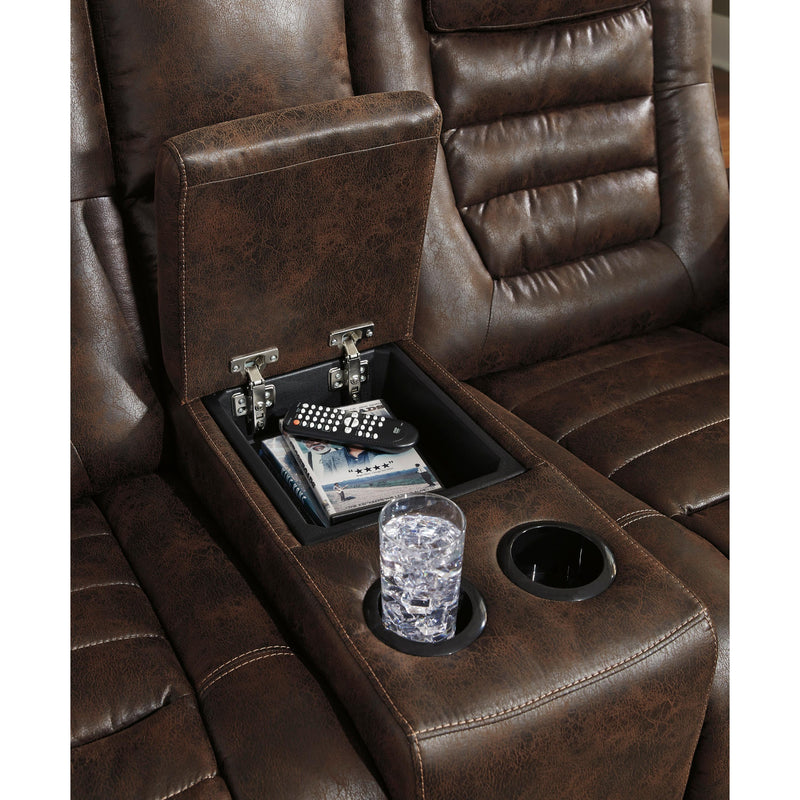 Signature Design by Ashley Game Zone Power Reclining Leather Look Loveseat with Console 3850118C IMAGE 10