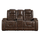 Signature Design by Ashley Game Zone 3850118C Power Reclining Loveseat w/ Console and ADJ Headrest IMAGE 1