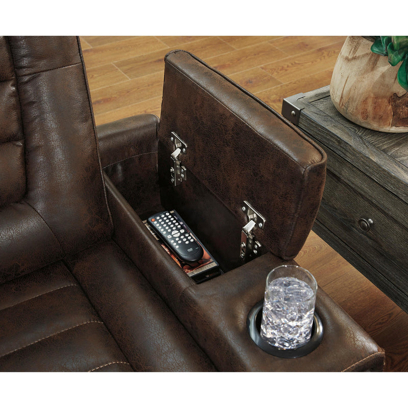 Signature Design by Ashley Game Zone Power Reclining Leather Look Loveseat with Console 3850118C IMAGE 9