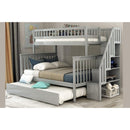 Titus Furniture T2594G Trundle Bunk Bed with Stairs (Grey) IMAGE 1
