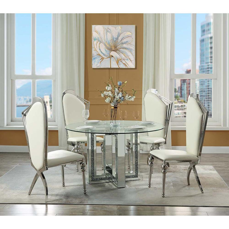 Acme Furniture Noralie Dining Table with Glass Top and Trestle Base DN00715 IMAGE 4