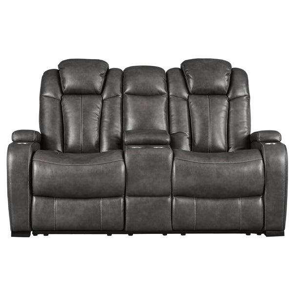 Signature Design by Ashley Turbulance Power Reclining Leather Look Loveseat with Console 8500118C IMAGE 1