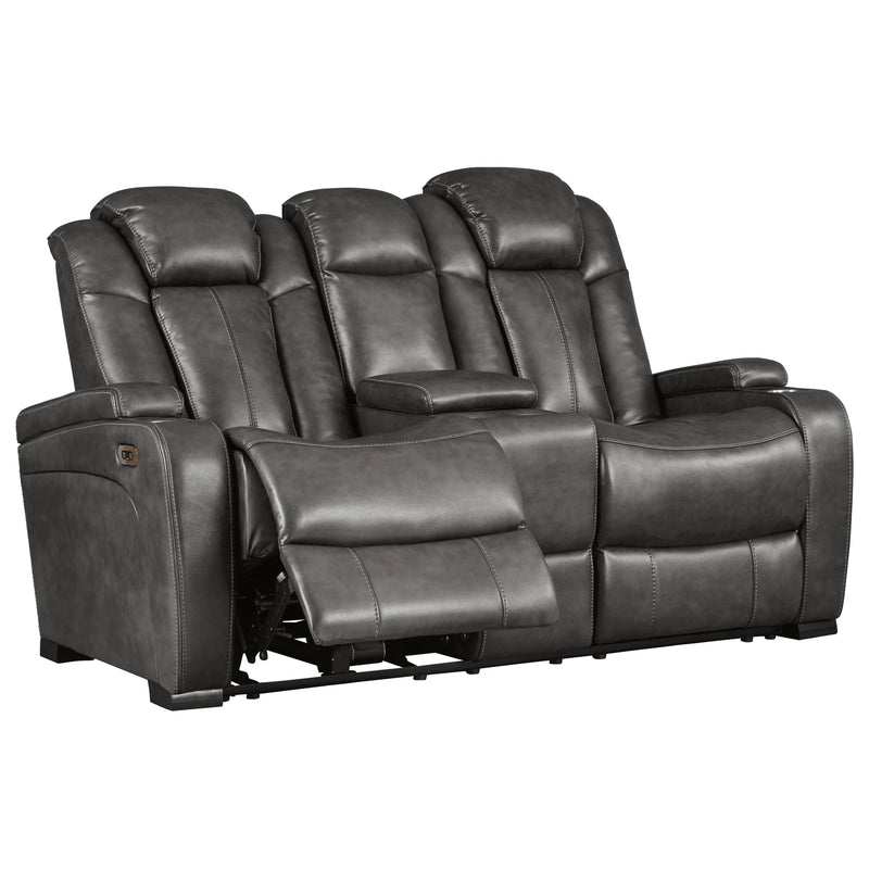 Signature Design by Ashley Turbulance Power Reclining Leather Look Loveseat with Console 8500118C IMAGE 2