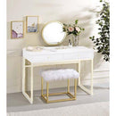 Acme Furniture Adao AC00932 Vanity Mirror - White & Brass IMAGE 2