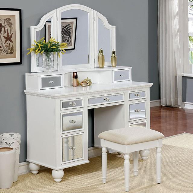 Furniture of America Tracy Vanity Set CM-DK6162WH IMAGE 1