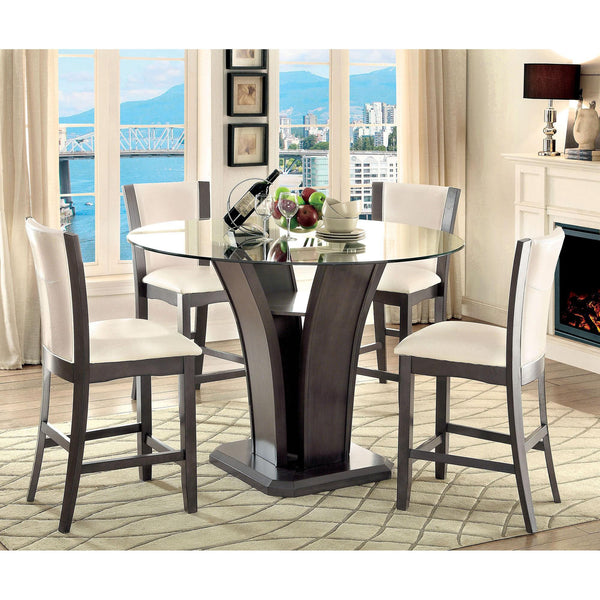 Furniture of America Round Manhattan Counter Height Dining Table CM3710GY-PT-TABLE IMAGE 1