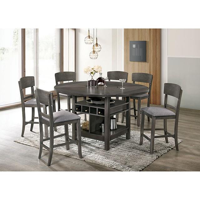 Furniture of America Round Stacie Counter Height Dining Table CM3733GY-RPT-TABLE IMAGE 2