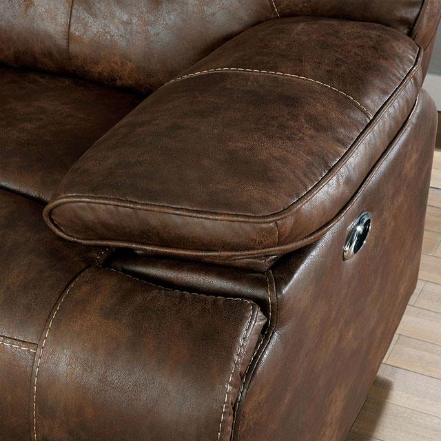  Furniture of America Chantoise Power Reclining Leather Look Loveseat CM6228BR-LV IMAGE 5