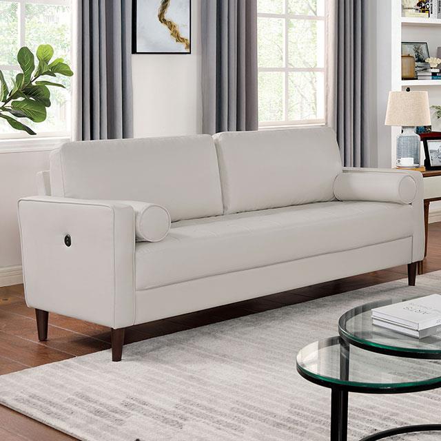 Furniture of America Horgen Stationary Leather Look Sofa CM6452WH-SF IMAGE 1