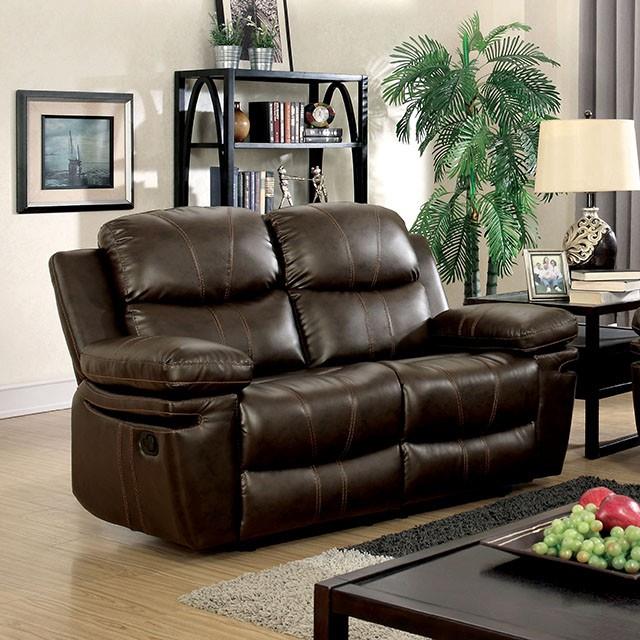 Furniture of America Listowel Reclining Bonded Leather Match Loveseat CM6992-LV IMAGE 1