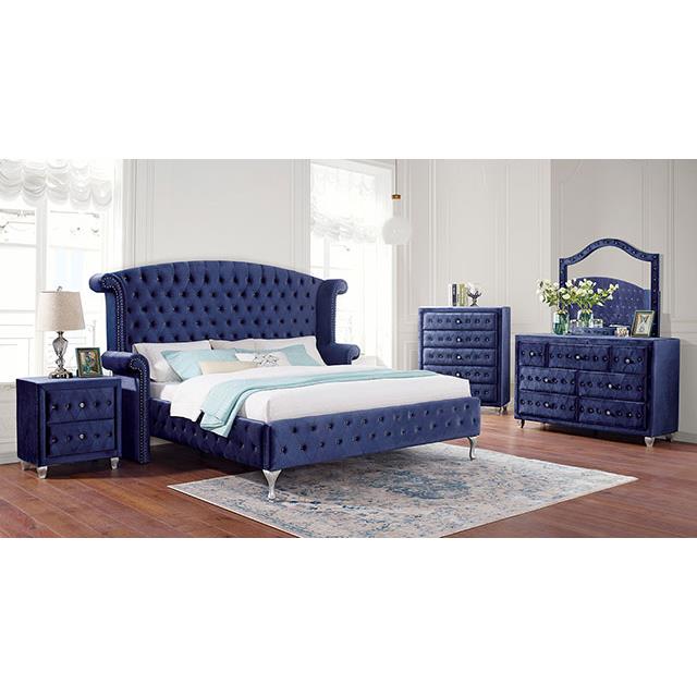 Furniture of America Alzir California King Upholstered Platform Bed CM7150BL-CK-BED IMAGE 2