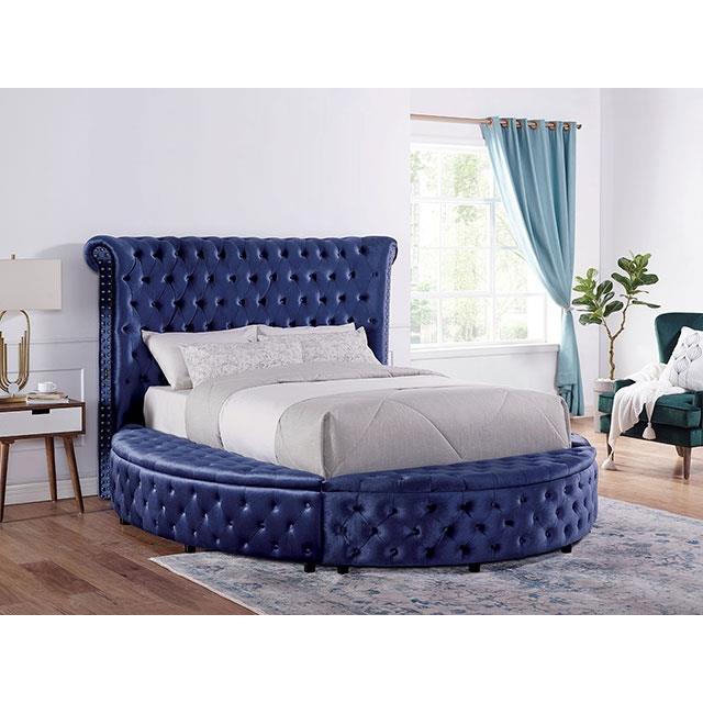 Furniture of America Sansom King Upholstered Platform Bed with Storage CM7178BL-EK-BED IMAGE 2