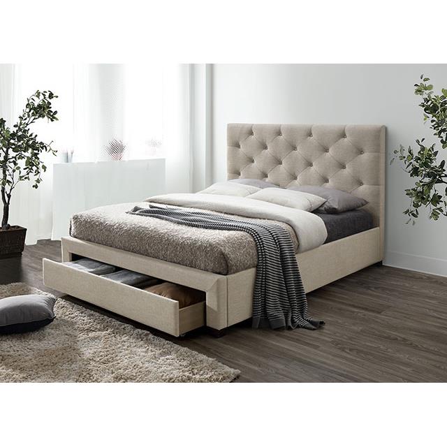 Furniture of America Sybella King Upholstered Platform Bed with Storage CM7218BG-EK-BED IMAGE 2