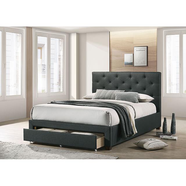 Furniture of America Sybella California King Upholstered Platform Bed with Storage CM7218DG-CK-BED IMAGE 2