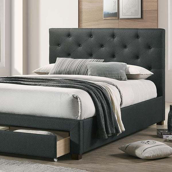 Furniture of America Sybella King Upholstered Platform Bed with Storage CM7218DG-EK-BED IMAGE 1