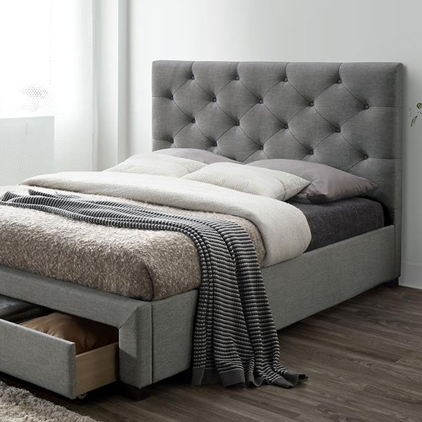 Furniture of America Sybella California King Upholstered Platform Bed with Storage CM7218GY-CK-BED IMAGE 1