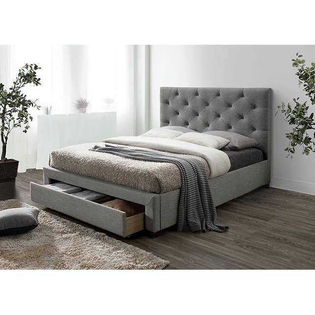 Furniture of America Sybella California King Upholstered Platform Bed with Storage CM7218GY-CK-BED IMAGE 2