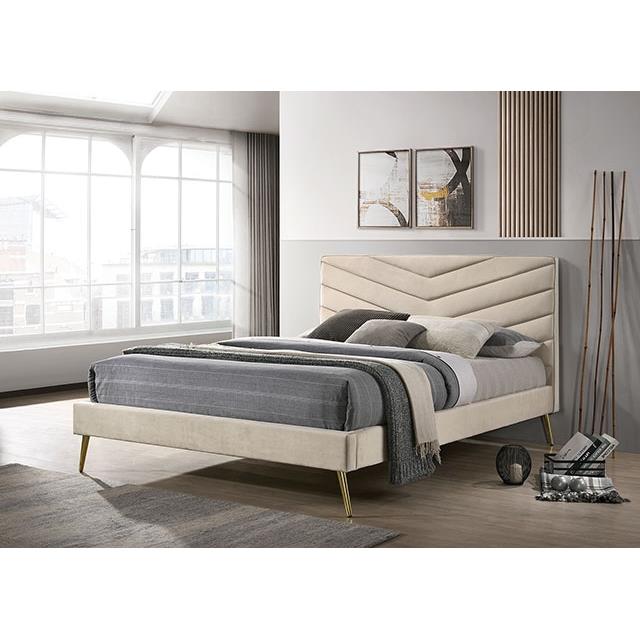 Furniture of America Vivar California King Upholstered Panel Bed CM7220BG-CK-BED IMAGE 2