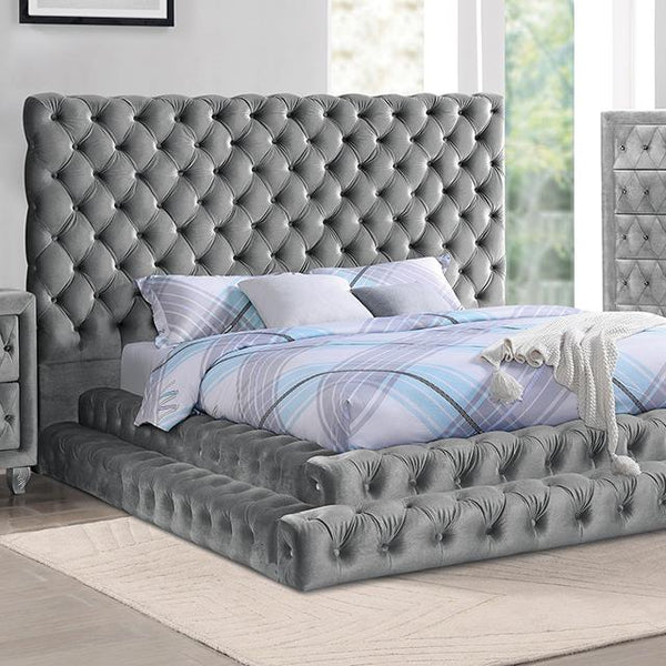 Furniture of America Stefania Queen Upholstered Platform Bed CM7227GY-Q-BED IMAGE 1