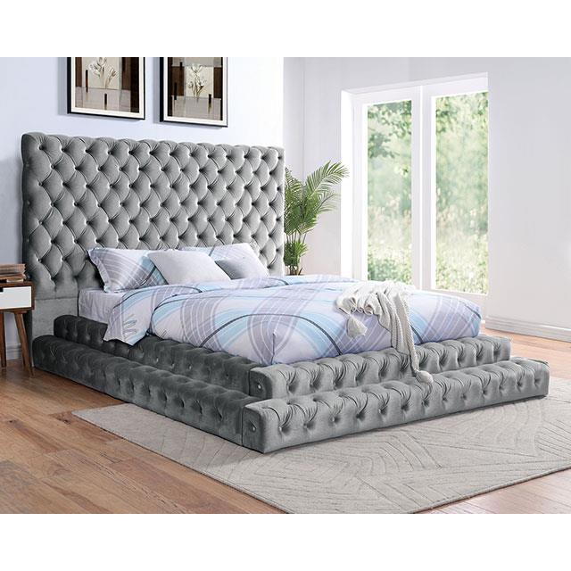 Furniture of America Stefania Queen Upholstered Platform Bed CM7227GY-Q-BED IMAGE 3