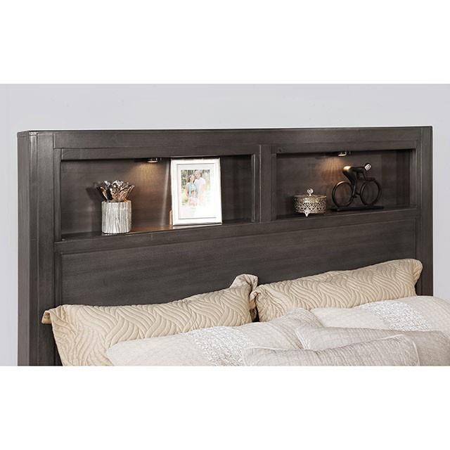 Furniture of America Karla California King Bookcase Bed with Storage CM7500GY-CK-BED IMAGE 3