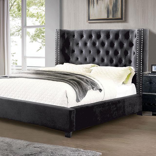 Furniture of America Cayla California King Upholstered Platform Bed CM7779DG-CK-BED IMAGE 1