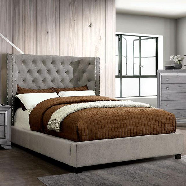 Furniture of America Cayla California King Upholstered Platform Bed CM7779GY-CK-BED-VN IMAGE 1