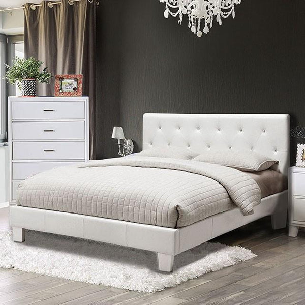 Furniture of America Velen King Upholstered Platform Bed CM7949WH-EK-BED-VN IMAGE 1