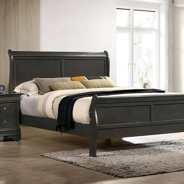 Furniture of America Louis Philippe California King Sleigh Bed CM7966GY-CK-BED IMAGE 1