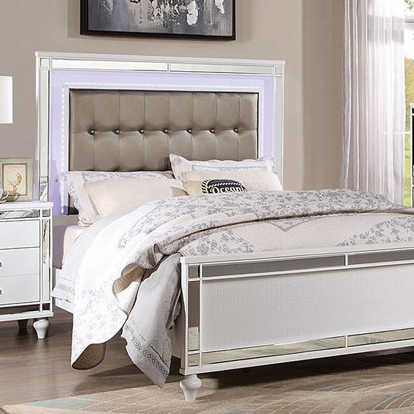 Furniture of America Brachium California King Upholstered Panel Bed CM7977WH-CK-BED IMAGE 1