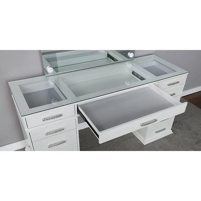 Furniture of America Valentina Vanity Set FOA-DK5682WH-PK IMAGE 2