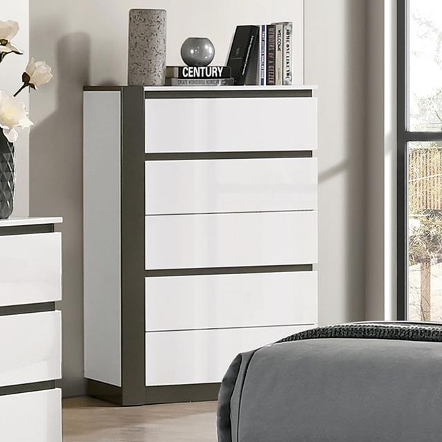 Furniture of America Birsfelden 5-Drawer Chest FOA7225WH-C IMAGE 1