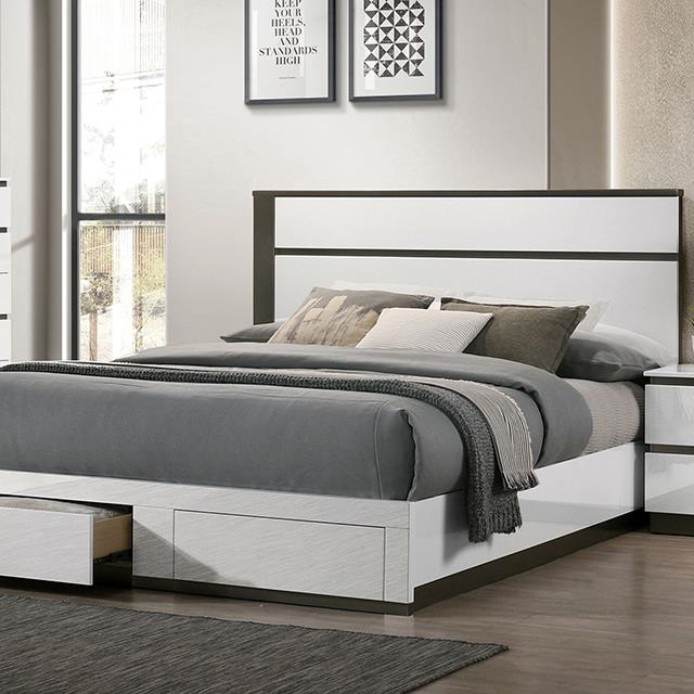 Furniture of America Birsfelden Queen Panel Bed FOA7225WH-DR-Q-BED IMAGE 1