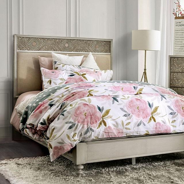 Furniture of America Jakarta King Upholstered Panel Bed FOA7882EK-BED IMAGE 1