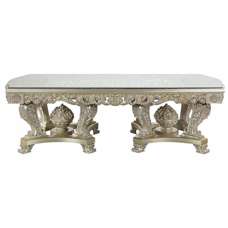 Acme Furniture Sorina Dining Table with Glass Top and Pedestal Base DN01208 IMAGE 2