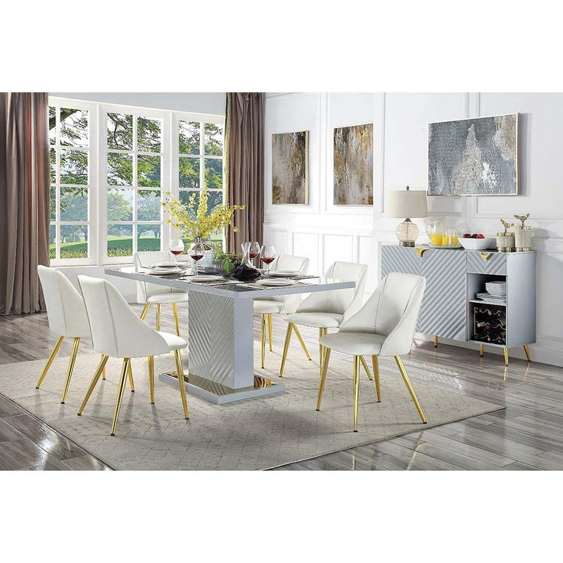 Acme Furniture Gaines Dining Table with Pedestal Base DN01258 IMAGE 4