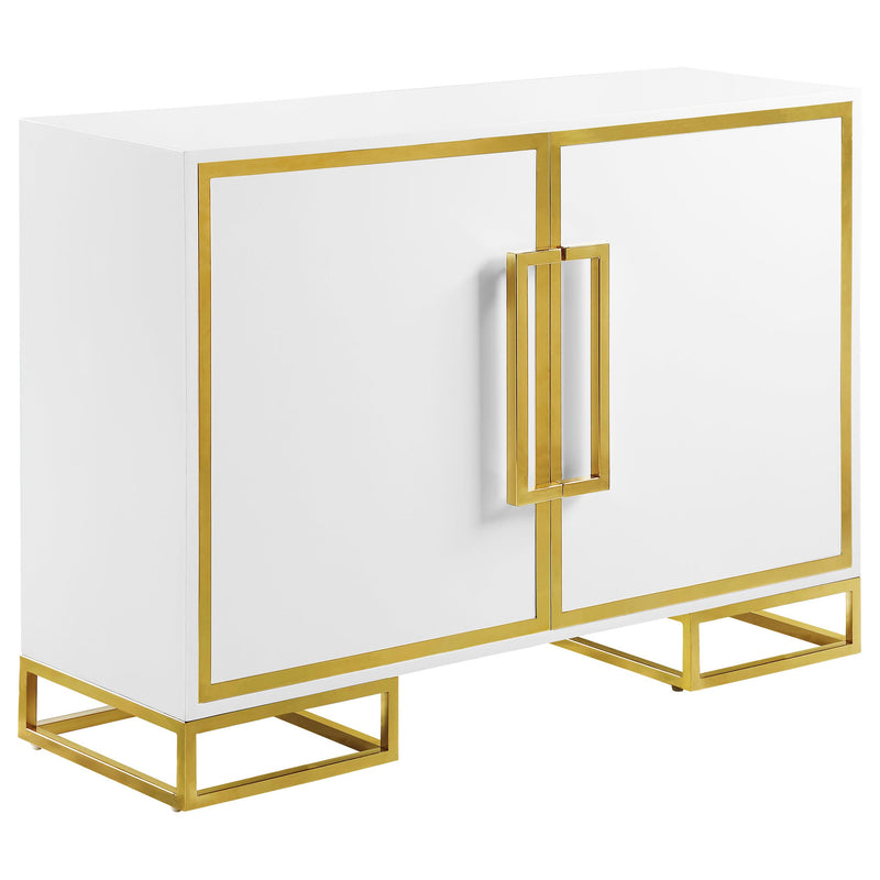 Coaster Furniture Elsa 959594 2-door Wood Storage Accent Cabinet - White and Gold IMAGE 1