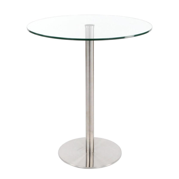 Furnishings' Mate Round Aris Dining Table with Glass Top and Pedestal Base DT002 IMAGE 1