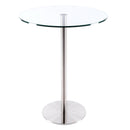 Furnishings' Mate Round Aris Pub Height Dining Table with Glass Top and Pedestal Base DT002 BH IMAGE 1