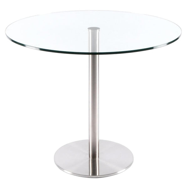 Furnishings' Mate Round Aris Dining Table with Glass Top and Pedestal Base DT003 IMAGE 1