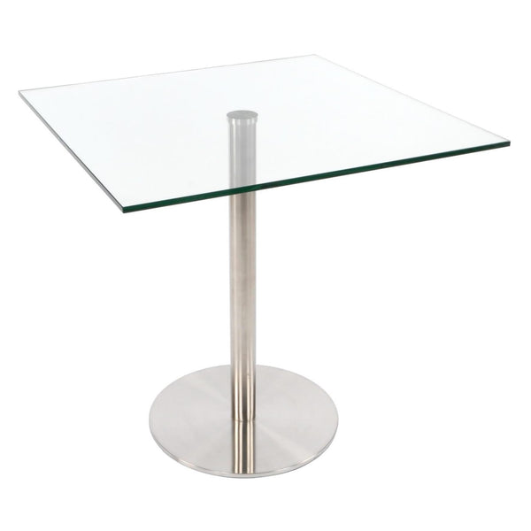 Furnishings' Mate Square Aris Dining Table with Glass Top and Pedestal Base DT004 IMAGE 1