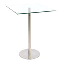 Furnishings' Mate Square Aris Pub Height Dining Table with Glass Top and Pedestal Base DT004 BH IMAGE 1