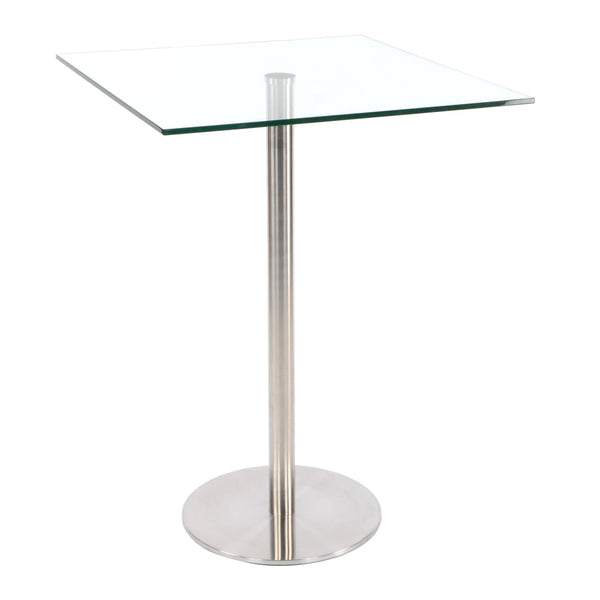 Furnishings' Mate Square Aris Pub Height Dining Table with Glass Top and Pedestal Base DT004 BH IMAGE 1