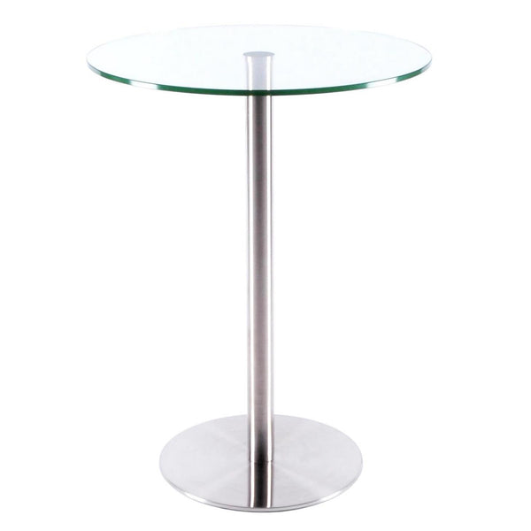 Furnishings' Mate Round Aris Pub Height Dining Table with Glass Top and Pedestal Base DT008 BH IMAGE 1