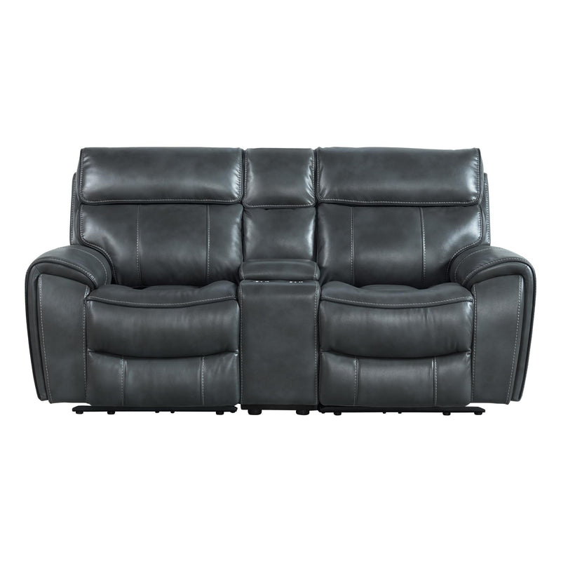 Intercon Furniture Summit Power Reclining Leather Loveseat with Console SI-LS-268DPR-SLT-C IMAGE 3