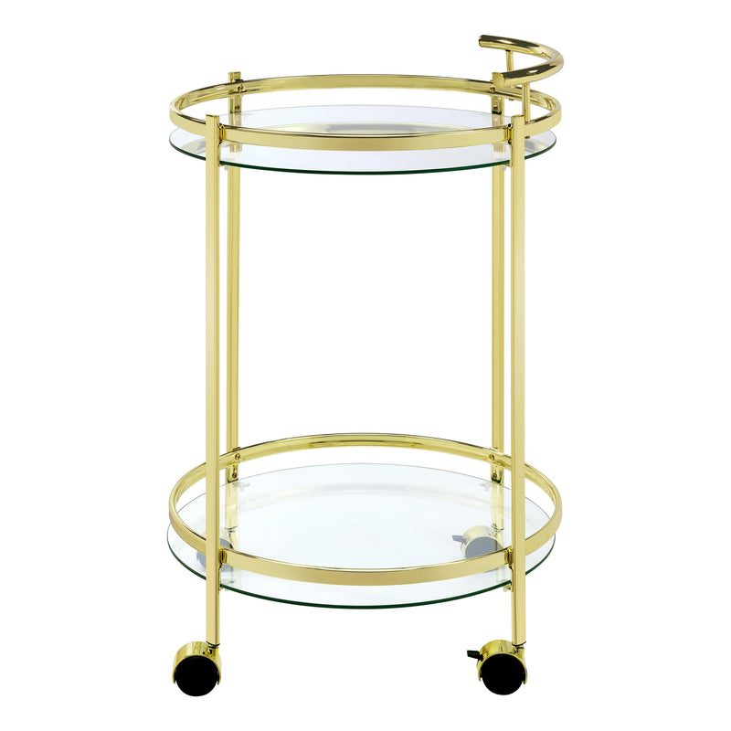 Coaster Furniture Chrissy 181366 Round Glass Bar Cart - Brass IMAGE 3