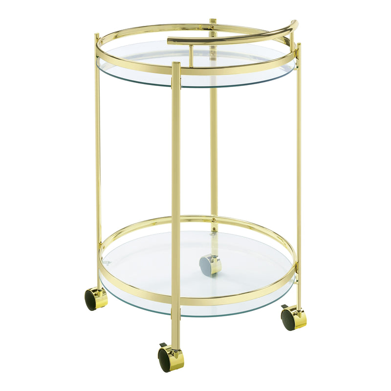 Coaster Furniture Chrissy 181366 Round Glass Bar Cart - Brass IMAGE 5