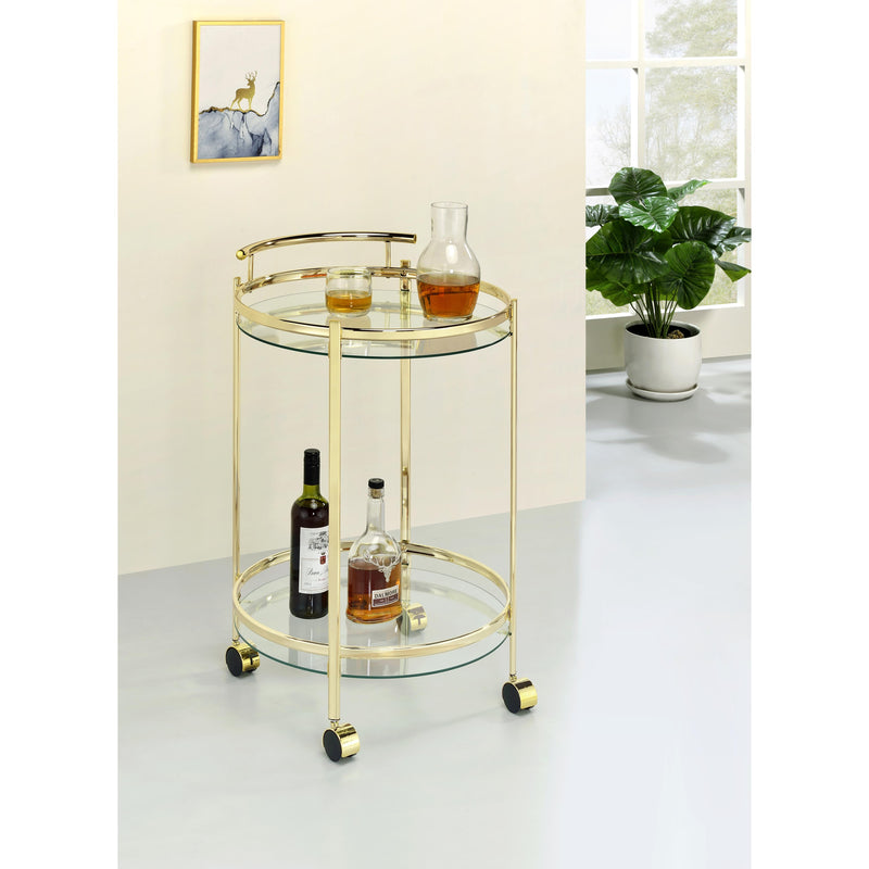 Coaster Furniture Chrissy 181366 Round Glass Bar Cart - Brass IMAGE 6