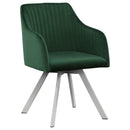  Coaster Furniture Arika 193372GRN Velvet Upholstered Swivel Dining Arm Chair - Green IMAGE 1