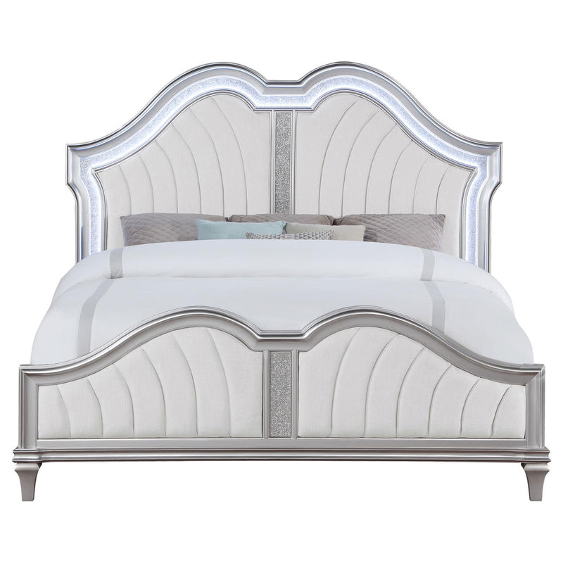 Coaster Furniture Evangeline 223391KW Wood California King LED Panel Bed - Silver Oak IMAGE 3